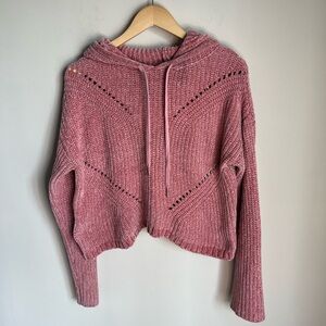 3/$25 LA Gold Slouchey Knit Cropped Hoodie